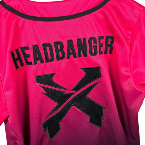 Excision Neon Pink Black Headbanger Stitched M Baseball Jersey EDM Music Rave - Picture 5 of 8